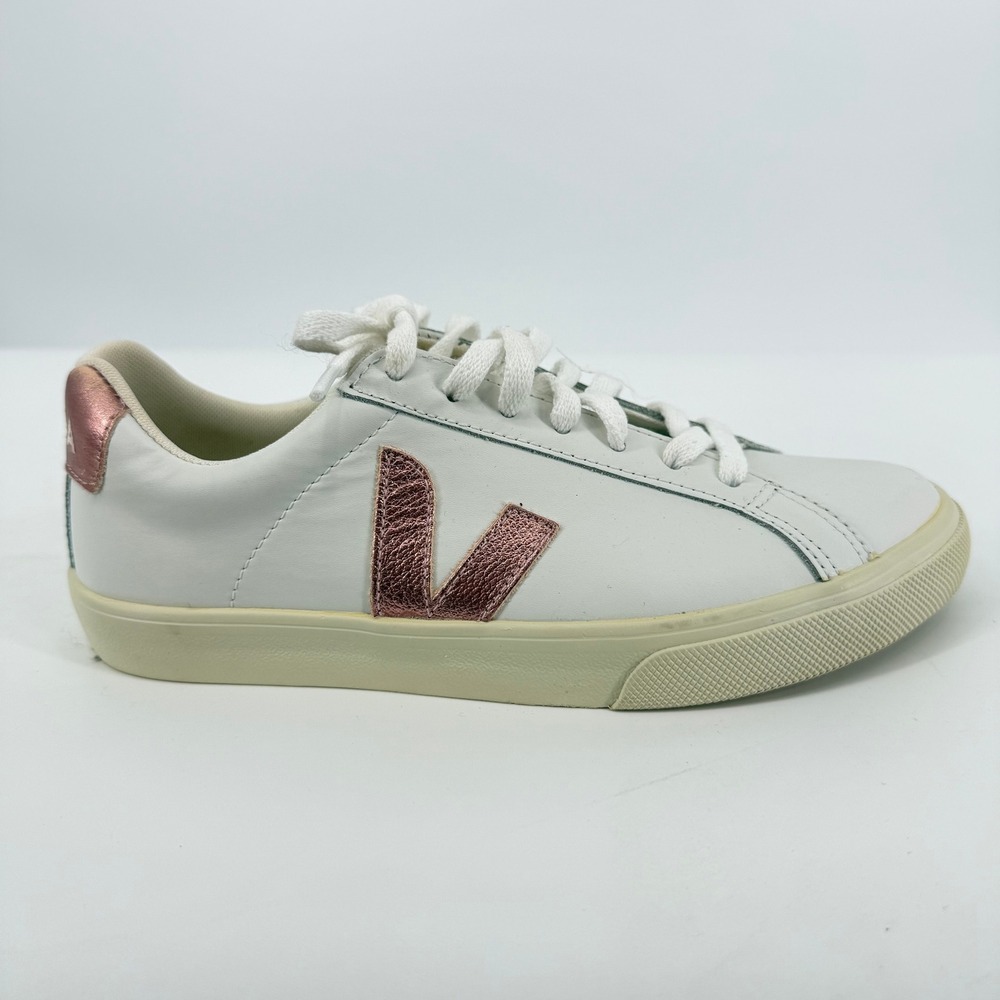 Veja Esplar Sneakers Womens White Metallic Pink Leather Low Top Good Condition